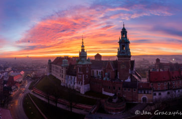 Wschód słońca nad Krakowem